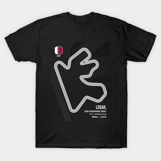 Losail Race Track (B&W) T-Shirt by RaceCarsDriving